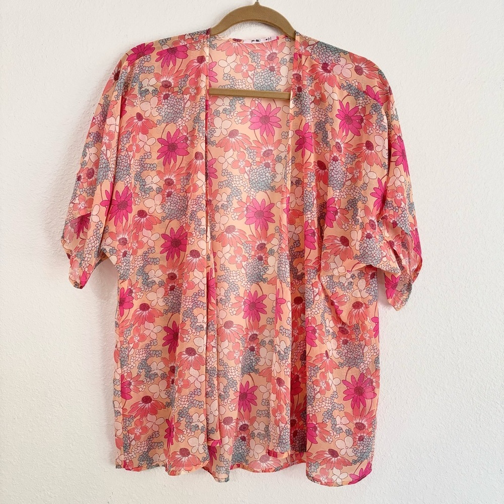 3rd + Malt | sheer floral kimono cardigan cover up